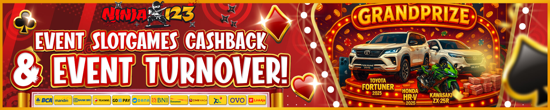 Ninja123 bonus cashback dan event turnover slotgames terbesar